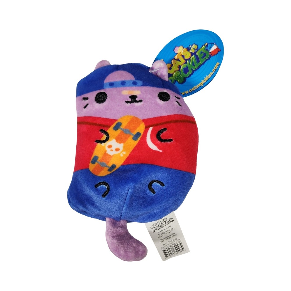Cats vs Pickles Skater Bio #256 Cat Plush Toy Small Purple Red Blue New With Tag